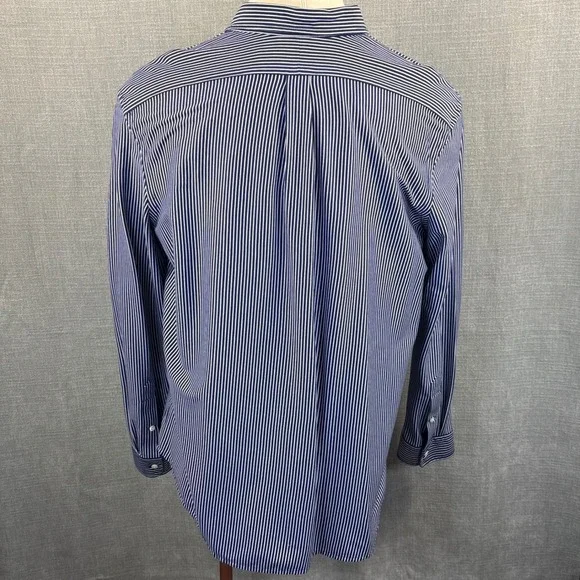 Ralph Lauren Mens XXL Knit Dress Shirt Blue White Striped Long Sleeve - Picture 4 of 6
